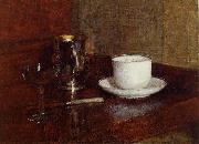 Henri Fantin-Latour Still Life Glass, Silver Goblet and Cup of Champagne oil painting